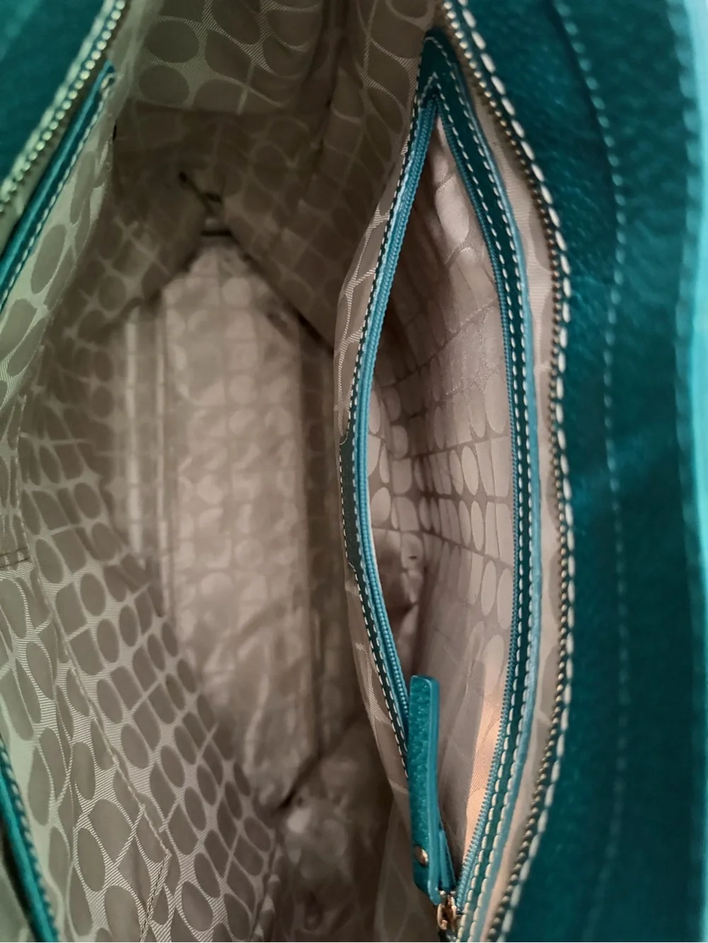 kate spade Teal Leather Tote with Gold Hardware